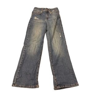 Sugar &‎ Jade Girls Wide Leg Distressed Jeans Medium Wash Denim Size 8